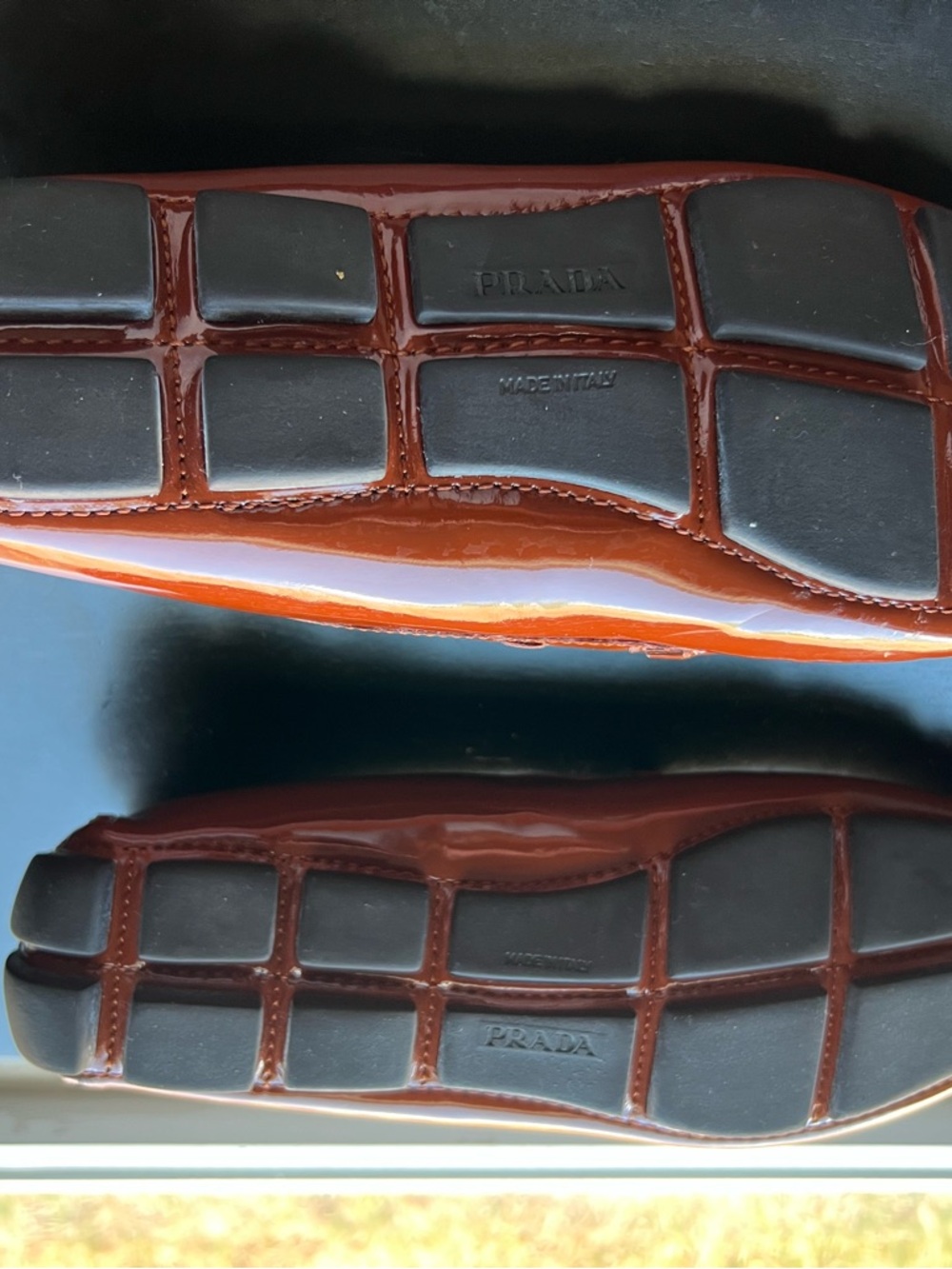 Prada Glossy Chestnut Patent Leather Slip-On Loafers - Picture 7 of 8